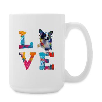 Cardigan Welsh Corgi Love Colourful Dog Art - Large Mug 440 ml - white - Right
