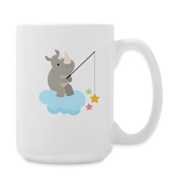 Rhinocéros Fishing Stars sur le design de Cloud Kids - Grande tasse 440 ml - blanc - Droite