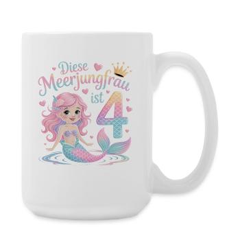 Cette sirène a 4 ans de filles - Grande tasse 440 ml - blanc - Droite