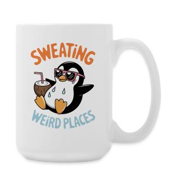 Schwitzen Sprüche Lustiges Schwitzen Geschenk - Große Tasse 440 ml - Weiß - Rechts
