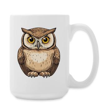 Forest Owl Eyes Detail Drawing - Large Mug 440 ml - white - Right