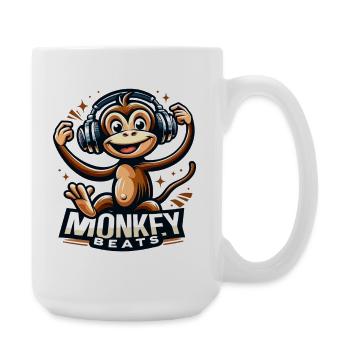 Monkey Beats Kopfhörer DJ - Große Tasse 440 ml - Weiß - Rechts