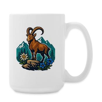 Steinbock auf Bergwiese - Große Tasse 440 ml - Weiß - Rechts