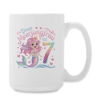This Mermaid Is 7 Girls 7th Birthday - Large Mug 440 ml - white - Right