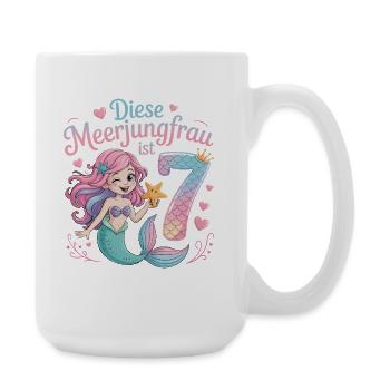 Cette sirène a 7 ans de filles - Grande tasse 440 ml - blanc - Droite