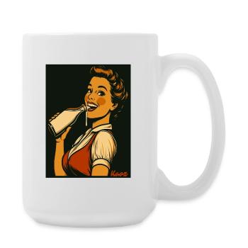 Dame rétro avec une boisson au lait - Grande tasse 440 ml - blanc - Droite