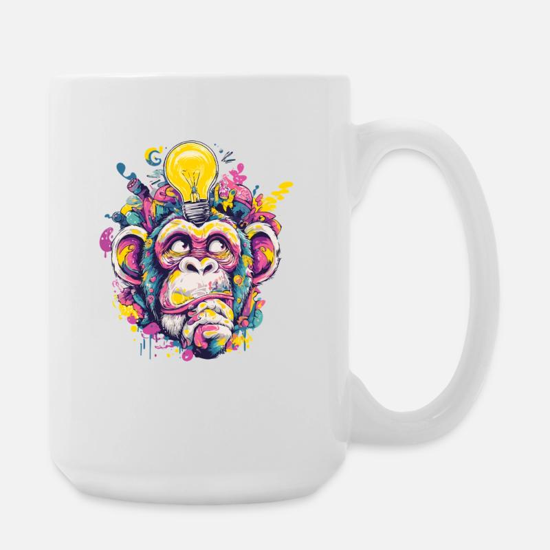 Glowing Monkey Graffiti - Large Mug 440 ml - white