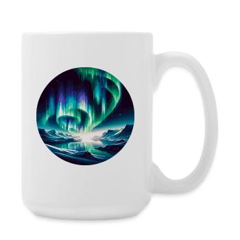 Aurores boréales sur un paysage montagneux - Grande tasse 440 ml - blanc - Droite
