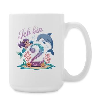 Je suis 2e anniversaire de la fille sirène - Grande tasse 440 ml - blanc - Droite