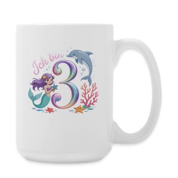 Ich Bin 3 Meerjungfrauen Mädchen 3. Geburtstag - Große Tasse 440 ml - Weiß - Rechts