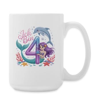 Je suis 4e anniversaire de la fille sirène - Grande tasse 440 ml - blanc - Droite