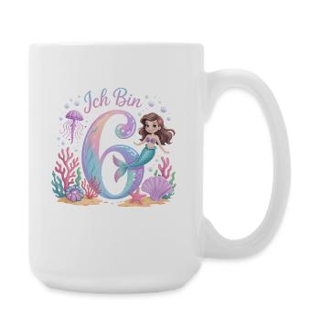 Je suis 6e anniversaire de la Fille des Sirènes - Grande tasse 440 ml - blanc - Droite