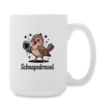 Lustige Schnapsdrossel Trinkvogel Party - Große Tasse 440 ml - Weiß - Rechts