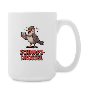 Lustige Schnapsdrossel Trinkvogel Party - Große Tasse 440 ml - Weiß - Rechts
