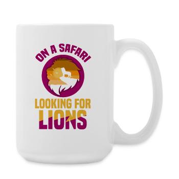 Safari Afrique Savane de la faune du Serengeti Lion - Grande tasse 440 ml - blanc - Droite
