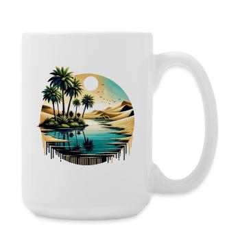 Desert Palm Tree at Ocean Circle - Large Mug 440 ml - white - Right