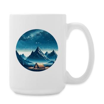 Night Mountains Tent Landscape - Large Mug 440 ml - white - Right