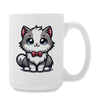 Petit chaton câlin avec nœud papillon rouge - Grande tasse 440 ml - blanc - Droite