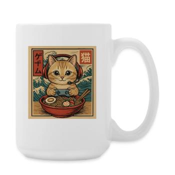 Japanese Ramen Cat Gaming Otaku Noodle Bowl - Large Mug 440 ml - white - Right