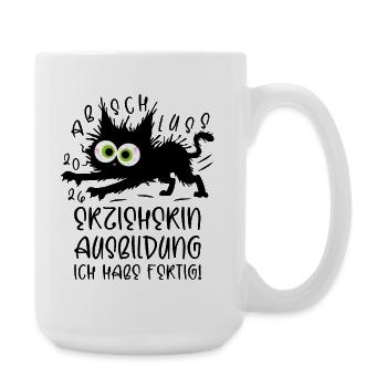 Kindergarten teacher training 2026 I'm done! Cat - Large Mug 440 ml - white - Right
