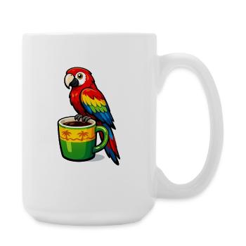 Tropical parrot on a coffee mug - Large Mug 440 ml - white - Right