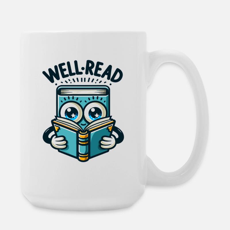 Well Read Book Hero Illustration - Large Mug 440 ml - white