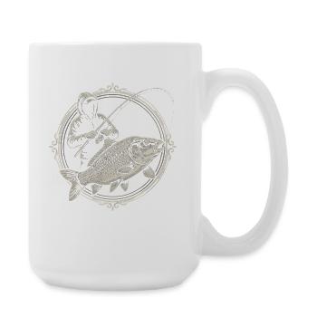 Illustration de pêcheur dans un style vintage - Grande tasse 440 ml - blanc - Droite