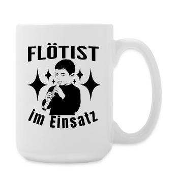 Flûte à bec - Flûtiste en action - Jouant de la flûte - Grande tasse 440 ml - blanc - Droite