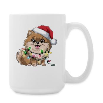 Christmas dog with fairy lights - Large Mug 440 ml - white - Right