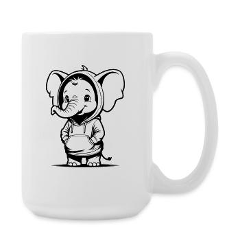 Kuscheliger Elefant im Hoodie - Große Tasse 440 ml - Weiß - Rechts