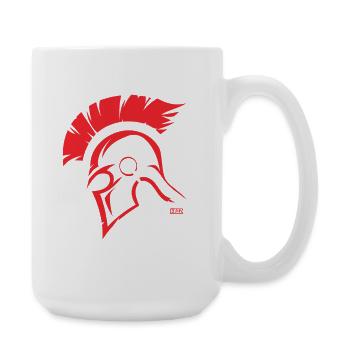 Red Sparta Helmet Silhouette - Large Mug 440 ml - white - Right