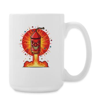 Laughing rocket in the fire - Large Mug 440 ml - white - Right