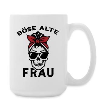 Böse Alte Frau mit Sonnenbrille Skull mit Kopftuch - Große Tasse 440 ml - Weiß - Rechts