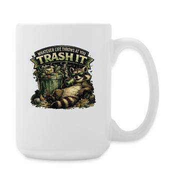 Trash It Motto Raccoon Relax Fun - Large Mug 440 ml - white - Right