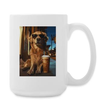 Golden Retriever mit Eiskaffee - Große Tasse 440 ml - Weiß - Rechts