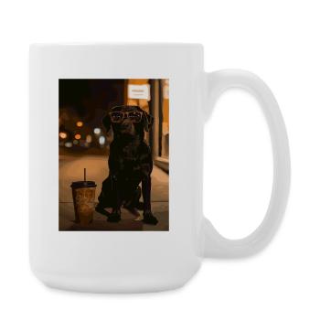 Nocturnal dog with sunglasses - Large Mug 440 ml - white - Right