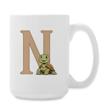 N with Turtle Cartoon - Large Mug 440 ml - white - Right