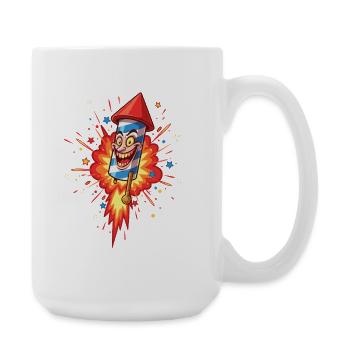 Laughing Rocket Cartoon Explosion - Large Mug 440 ml - white - Right