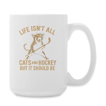 Hockey Katze Humor Eishockey Fan Geschenkidee - Large Mug 440 ml - white - Right