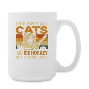 Hockey Katze Humor Eishockey Fan Geschenkidee - Large Mug 440 ml - white - Right