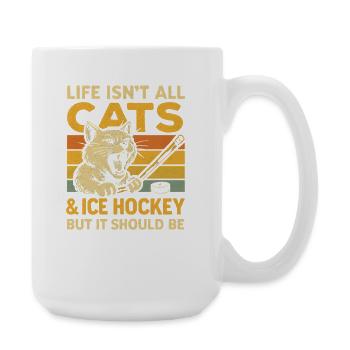 Hockey Katze Humor Eishockey Fan Geschenkidee - Große Tasse 440 ml - Weiß - Rechts