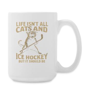 Hockey Katze Humor Eishockey Fan Geschenkidee - Large Mug 440 ml - white - Right