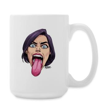 Tongue Out: Comic Expression - Large Mug 440 ml - white - Right