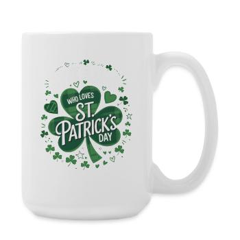 Une fille adore la Saint-Patrick - Grande tasse 440 ml - blanc - Droite