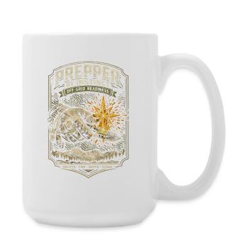 Prepper Survivalist Shelter Fire Water - Large Mug 440 ml - white - Right