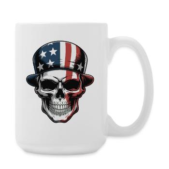 USA Totenkopf - Patriot Skull Design - Große Tasse 440 ml - Weiß - Rechts