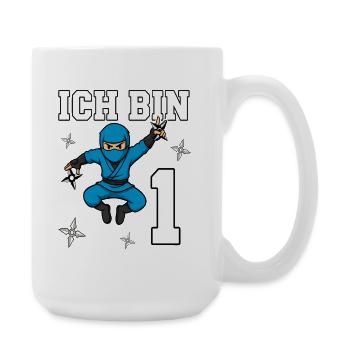 I'm 1 Ninja 1st Birthday Blue Karate - Large Mug 440 ml - white - Right