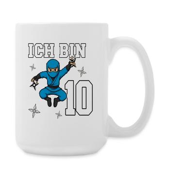 Ich bin 10 Ninja 10. Geburtstag blau - Große Tasse 440 ml - Weiß - Rechts