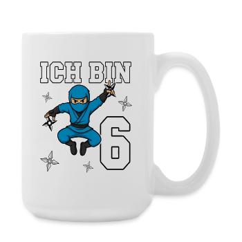I'm 6 Ninja 6th Birthday Blue Karate - Large Mug 440 ml - white - Right