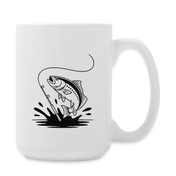 Accroché à la pêche - Pêcheur Spruch - Grande tasse 440 ml - blanc - Droite